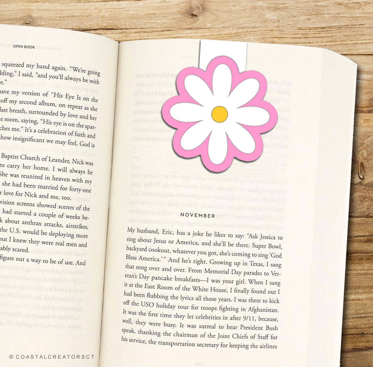 Coastal Creators of Connecticut - Pink/Blue Daisies Reversible Magnetic Bookmark (Packaged)