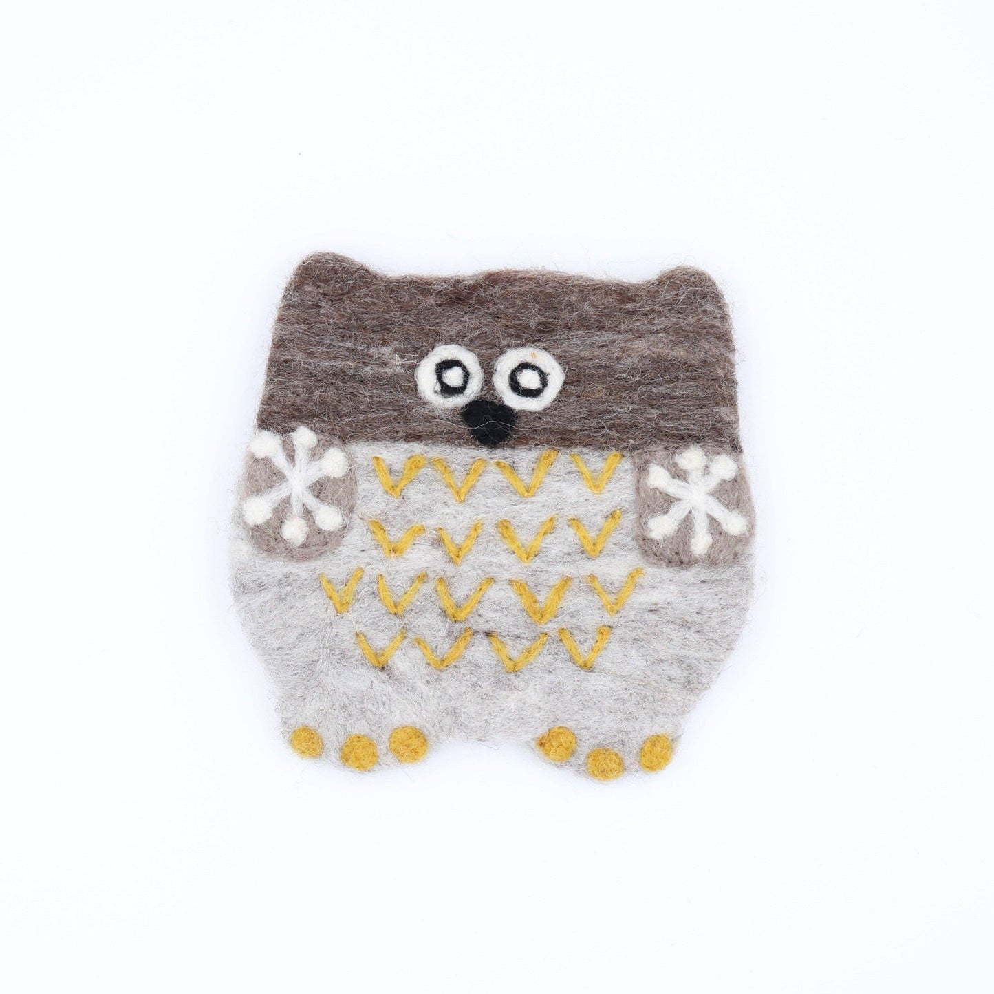 Sparkle Being - Wool Felt Coffee Cup Mug Table Mat Coasters - Mushroom, Owl, Cat: Owl