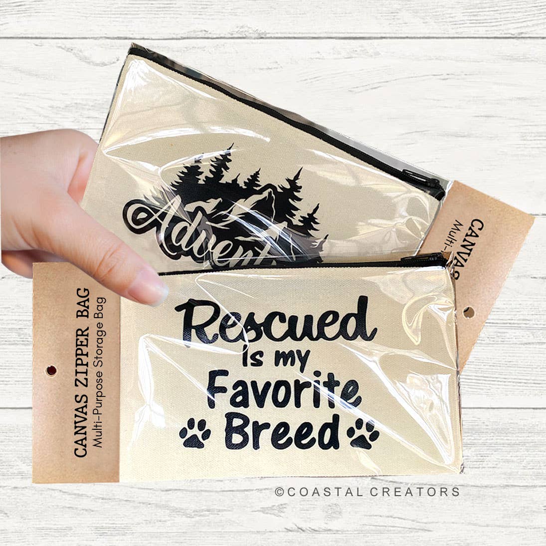 Coastal Creators of Connecticut - Craft Queen Beige Storage Zipper Bag (Unlined, Packaged)