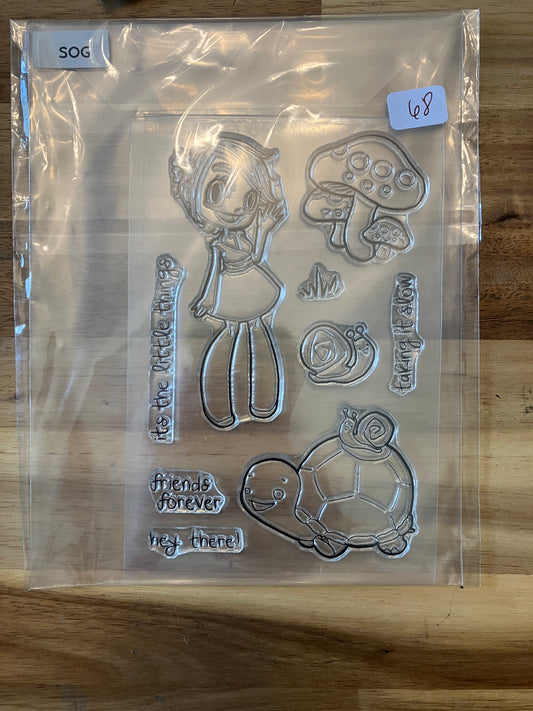 #68 Cute Girl and Mushrooms Stamp Set