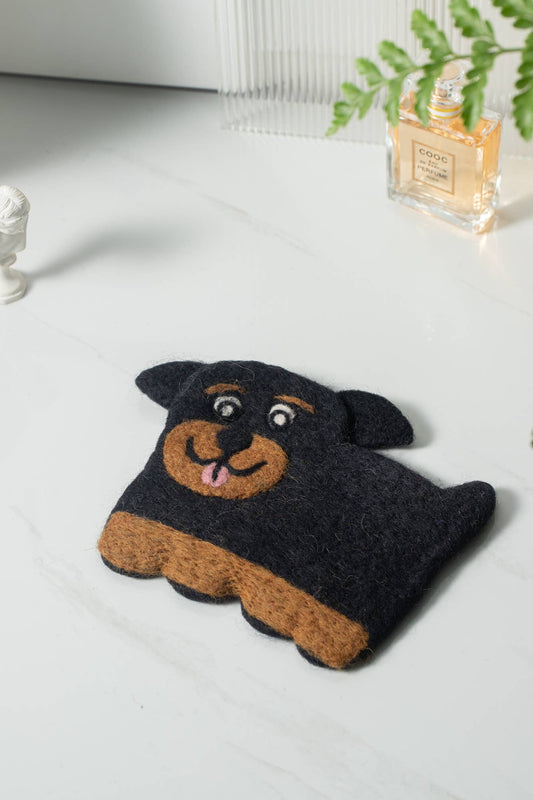 Sparkle Being - Nepal Handmade Dog Felt Coffee Cup Mug Table Mat Coasters: Shepherd Dog