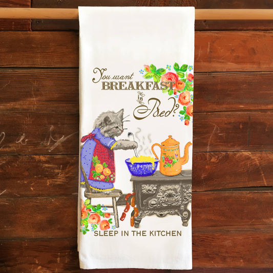 katzpajamas - Breakfast Cat Kitchen Tea Towel Flour Sack Cotton