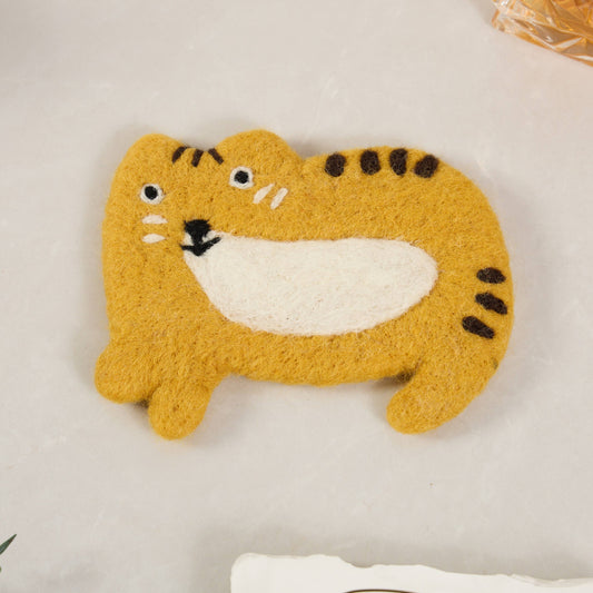 Sparkle Being - Handmade Felt Coffee Cup Mug Table  Coasters - Scaredy Cats: Orange