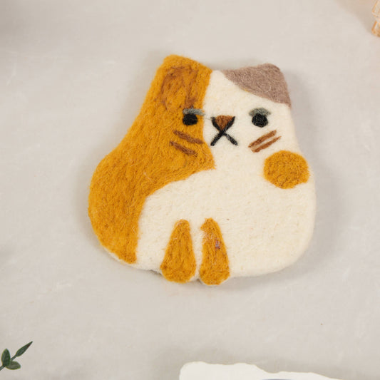 Sparkle Being - Handmade Felt Coffee Cup Mug Table  Coasters - Scaredy Cats: Yellow without tail